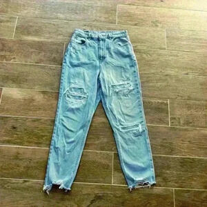 American Eagle AE Curvy Mom Jean #2292 6R Denim Frayed Distressed